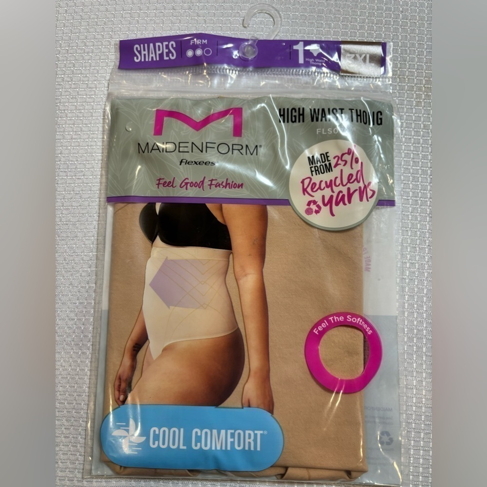 MAIDENFORM cool comfort high waist thong in nude. 3XL. (22-24). NEW IN PACKAGE.
